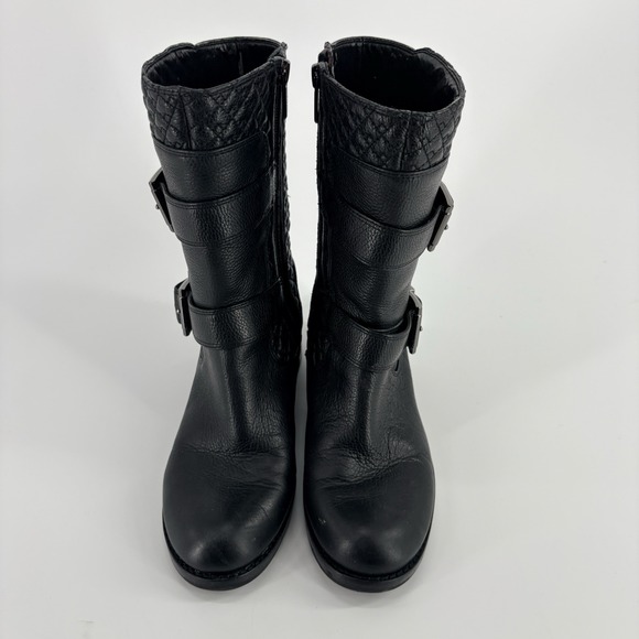 Vince Camuto Boots Womens 6 Welton Riding Mid-Calf Side Zipper Black Leather - Picture 6 of 10